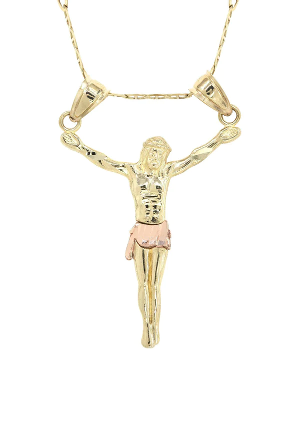 10K Yellow Gold Mariner Crucifix Necklace 2