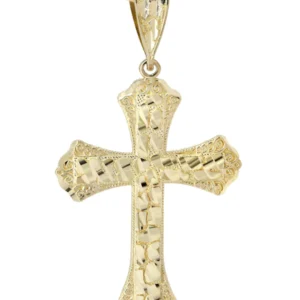 10K Yellow Gold & Nugget Cross Necklace | Appx. 14.3 Grams