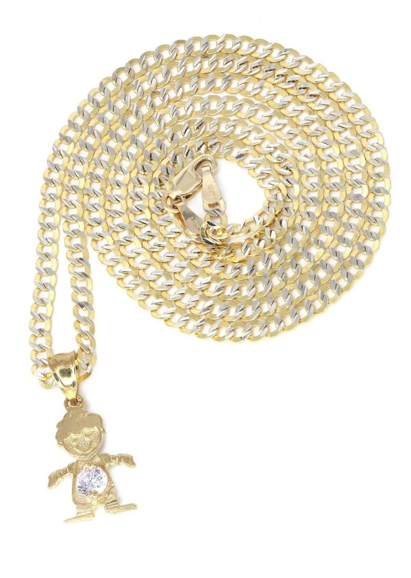 10K Yellow Gold Pave Children Necklace 1