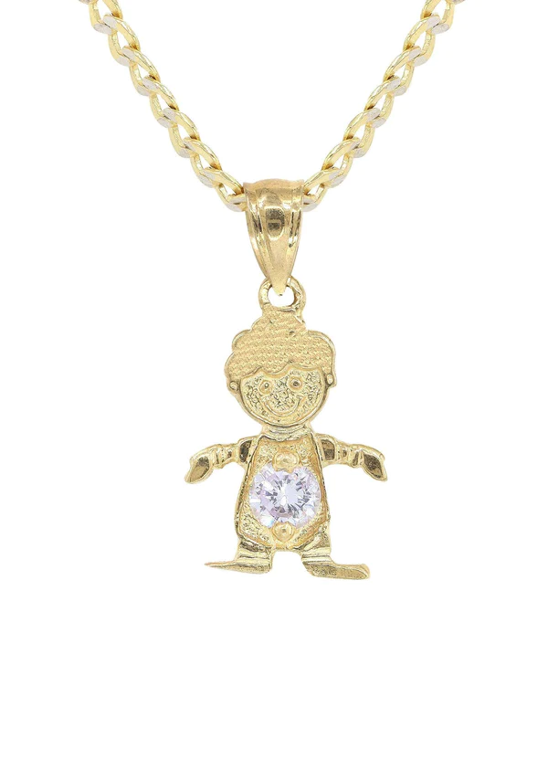 10K Yellow Gold Pave Children Necklace 2