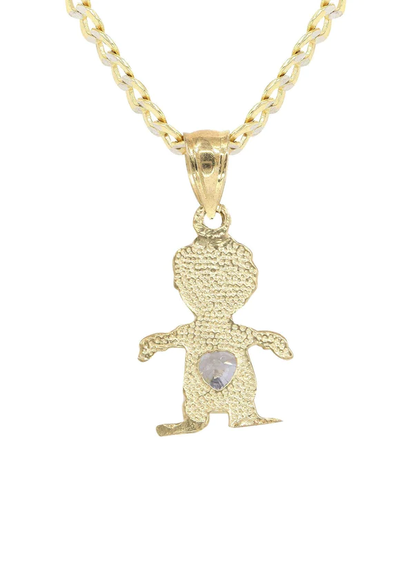 10K Yellow Gold Pave Children Necklace 3