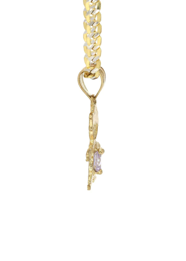 10K Yellow Gold Pave Children Necklace 4