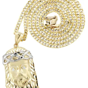 10K Yellow Gold Pave Jesus Piece Chain | Appx. 12.3 Grams