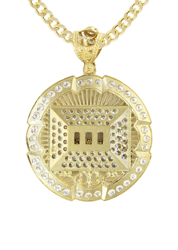 10K Yellow Gold Round Cz Last Supper Necklace 3