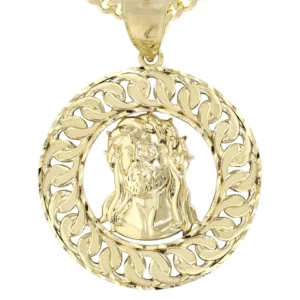 10K Yellow Gold Round Jesus Piece Necklace | Appx. 19.5 Grams