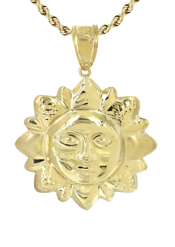 10K Yellow Gold Sun Necklace 2