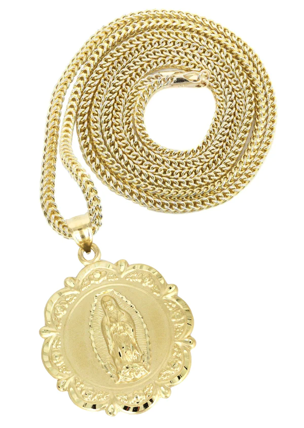 10K Yellow Gold Virgin Mary Necklace 1