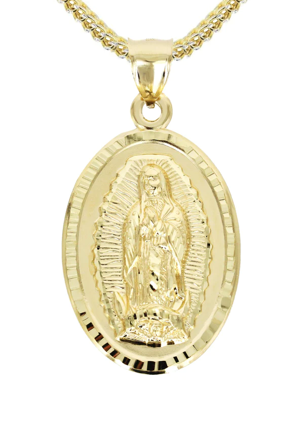 10K Yellow Gold Virgin Mary Necklace 2