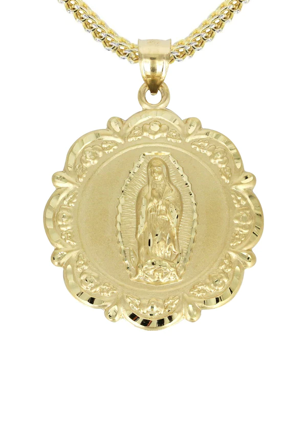 10K Yellow Gold Virgin Mary Necklace 2