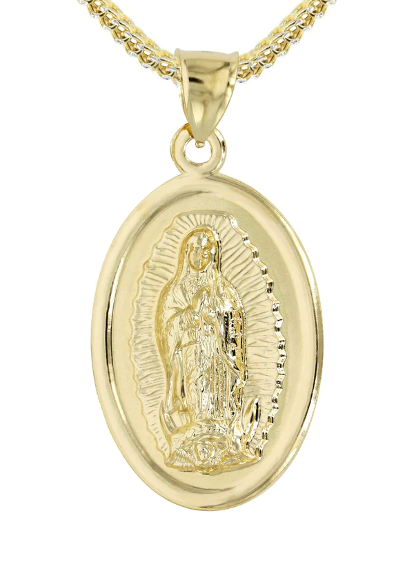 10K Yellow Gold Virgin Mary Necklace 3