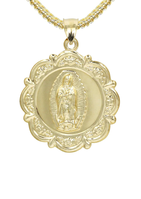 10K Yellow Gold Virgin Mary Necklace 3