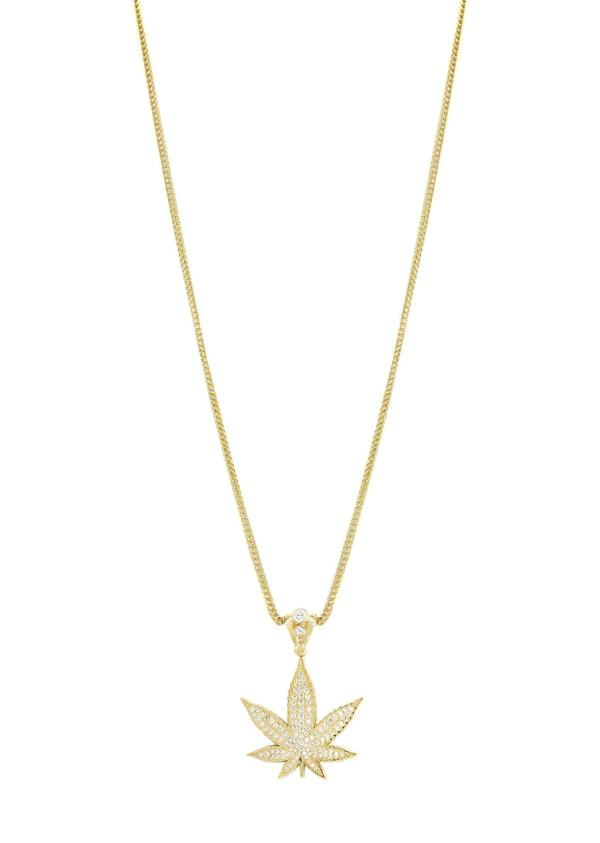 10K Yellow Gold Weed Necklace 5