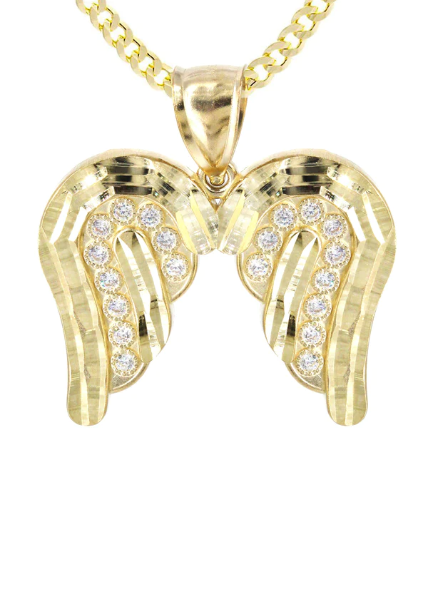 10K Yellow Gold Wings Necklace 2