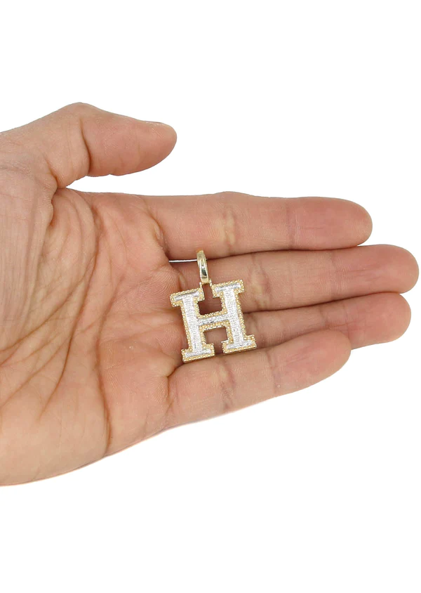 Diamond 10K Yellow Gold Letter H Necklace 5