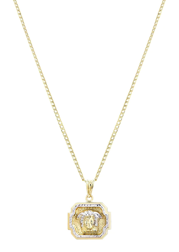 10K Gold Necklace & Gold Medusa Style Pendant 5