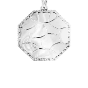 Full Diamond 10K White Gold Small Octagon Picture Pendant Necklace | 1.51 Carats | Appx. 17 Grams