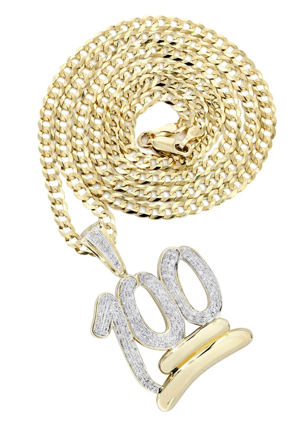 10K Yellow Gold 100 Diamond Necklace 1