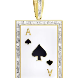 10K Yellow Gold Ace of Spades Diamond Necklace | 0.55 Carats