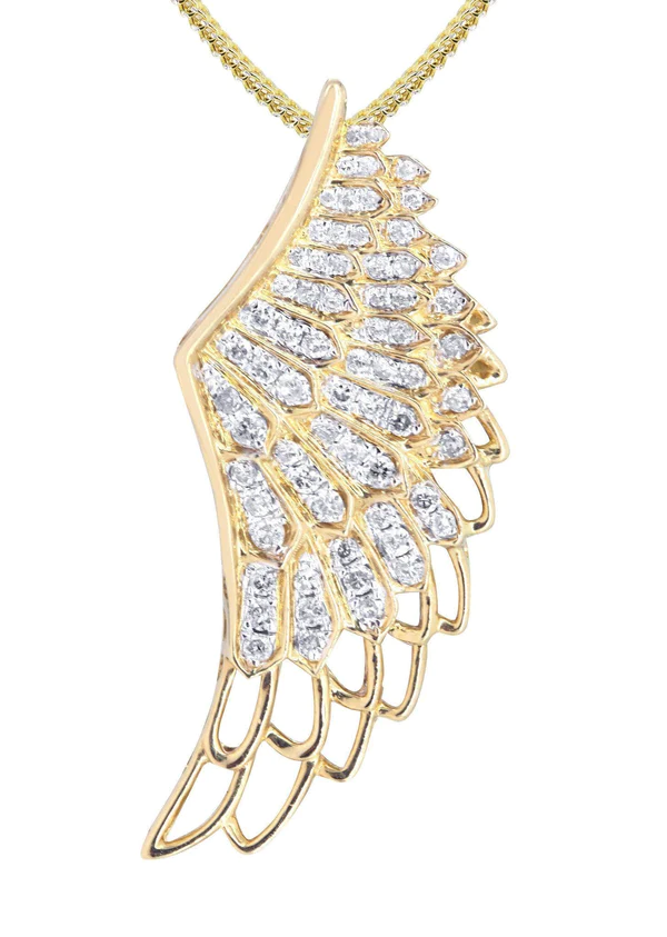 10K Yellow Gold Angel Wing Diamond Necklace 2
