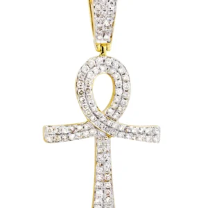 10K Yellow Gold Ankh Diamond Necklace | 0.93 Carats