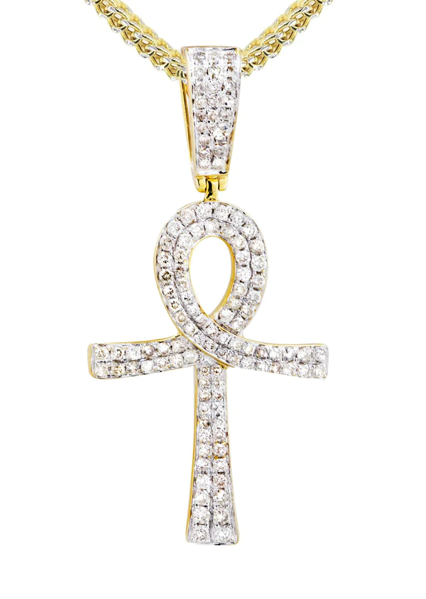 10K Yellow Gold Ankh Diamond Necklace 2