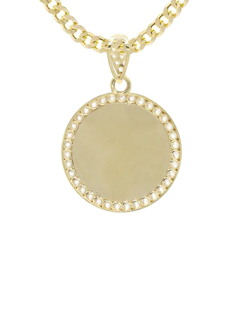 10K Yellow Gold CZ Picture Pendant Necklace 13