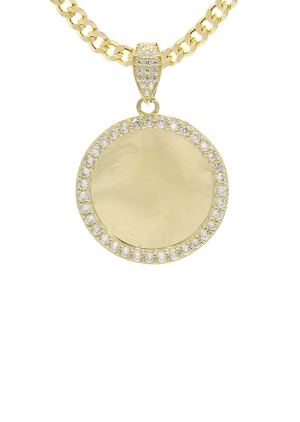 10K Yellow Gold CZ Picture Pendant Necklace 2