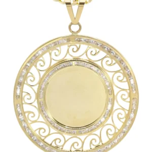 10K Yellow Gold CZ Picture Pendant Necklace | Appx. 15.6 Grams