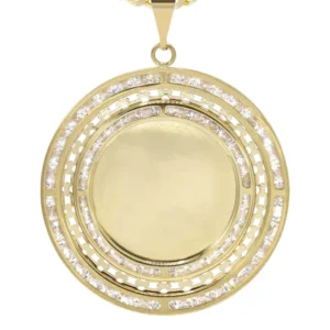 10K Yellow Gold CZ Picture Pendant Necklace | Appx. 14.8 Grams