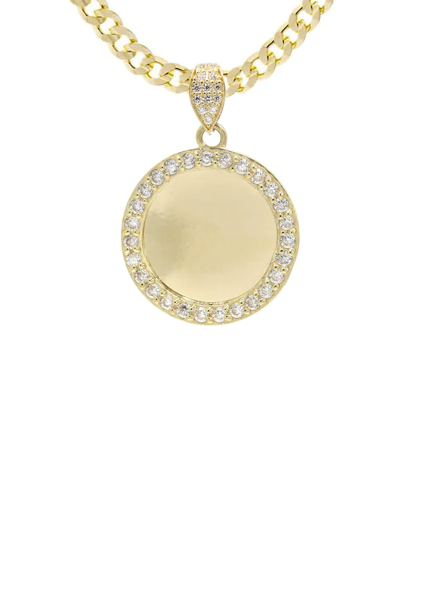 10K Yellow Gold CZ Picture Pendant Necklace 2