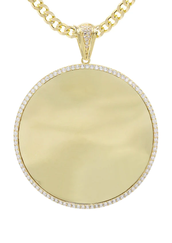 10K Yellow Gold CZ Picture Pendant Necklace 2