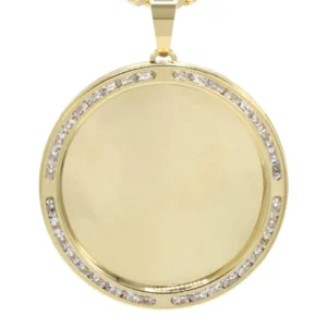 10K Yellow Gold CZ Picture Pendant Necklace | Appx. 14 Grams