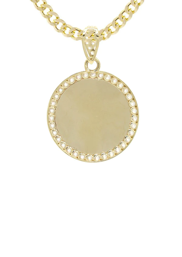 10K Yellow Gold CZ Picture Pendant Necklace 3