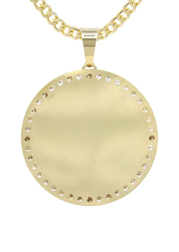 10K Yellow Gold CZ Picture Pendant Necklace 3