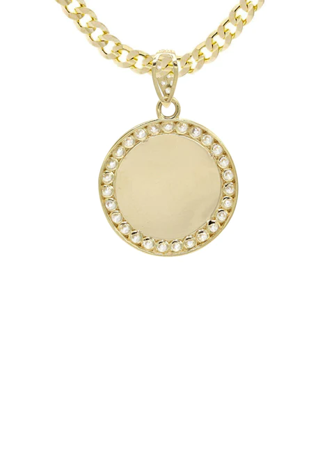 10K Yellow Gold CZ Picture Pendant Necklace 3