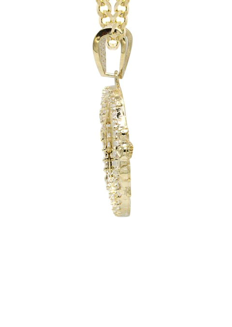 10K Yellow Gold CZ Picture Pendant Necklace 4