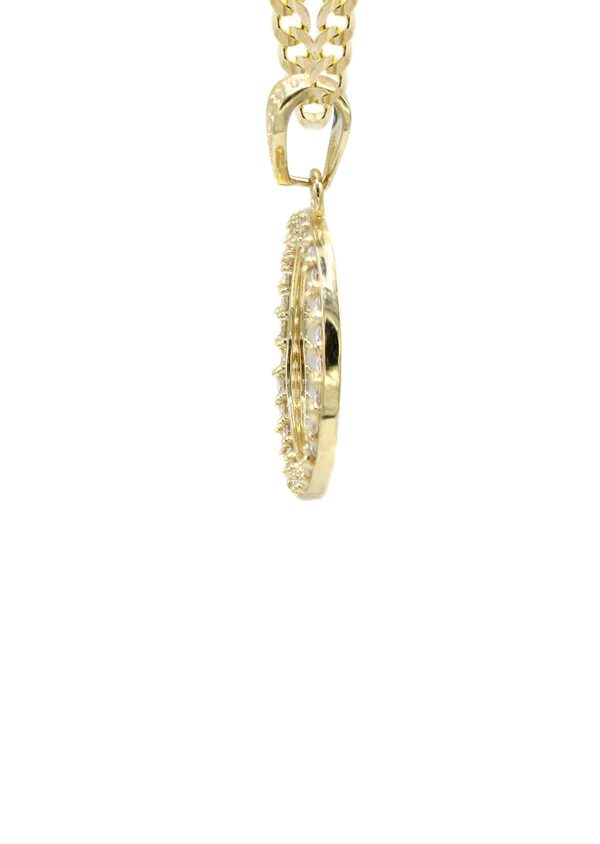 10K Yellow Gold CZ Picture Pendant Necklace 4