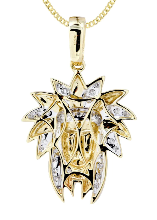 10K Yellow Gold Chief Head Diamond Necklace 3