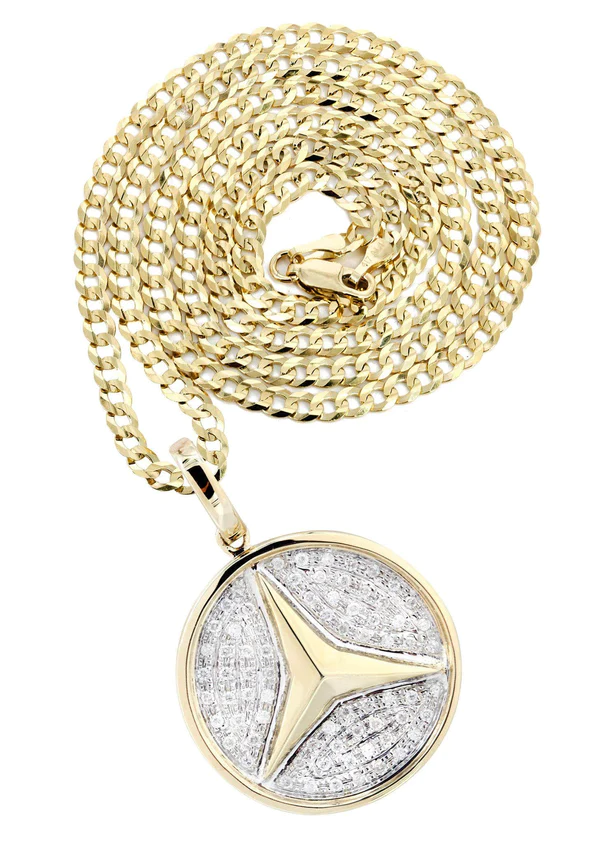 10K Yellow Gold Circle Diamond Necklace