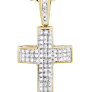 10K Yellow Gold Cross Diamond Necklace | 0.81 Carats