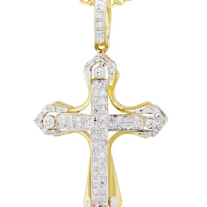 10K Yellow Gold Cross Diamond Necklace | 0.36 Carats