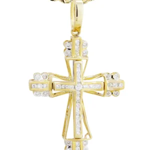 10K Yellow Gold Cross Diamond Necklace | 0.62 Carats