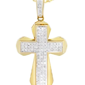 10K Yellow Gold Cross Diamond Necklace | 0.39 Carats