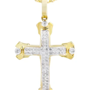 10K Yellow Gold Cross Diamond Necklace | 0.49 Carats