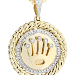 10K Yellow Gold Crown Diamond Necklace | 0.4 Carats