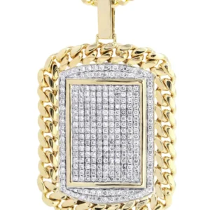 10K Yellow Gold Dog Tag Diamond Necklace | 6.05 Carats