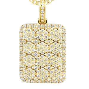 10K Yellow Gold Dog Tag Diamond Necklace | 3.06 Carats