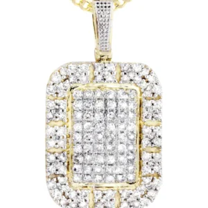 10K Yellow Gold Dog Tag Diamond Necklace | 2.73 Carats