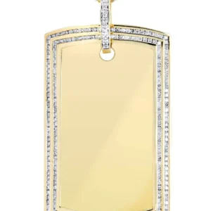 10K Yellow Gold Dog Tag Diamond Necklace | 2.42 Carats