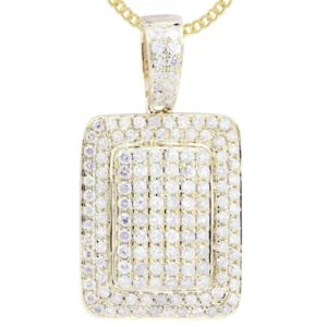 10K Yellow Gold Dog Tag Diamond Necklace | 1.61 Carats